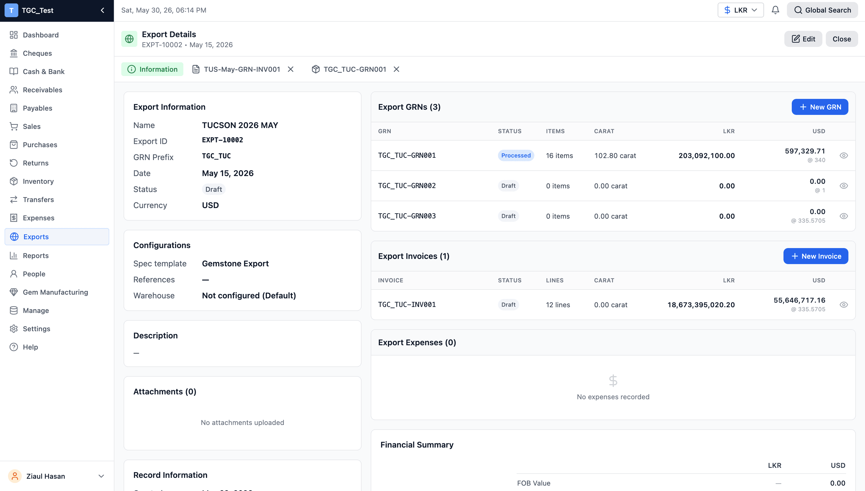 Finanze application screenshot