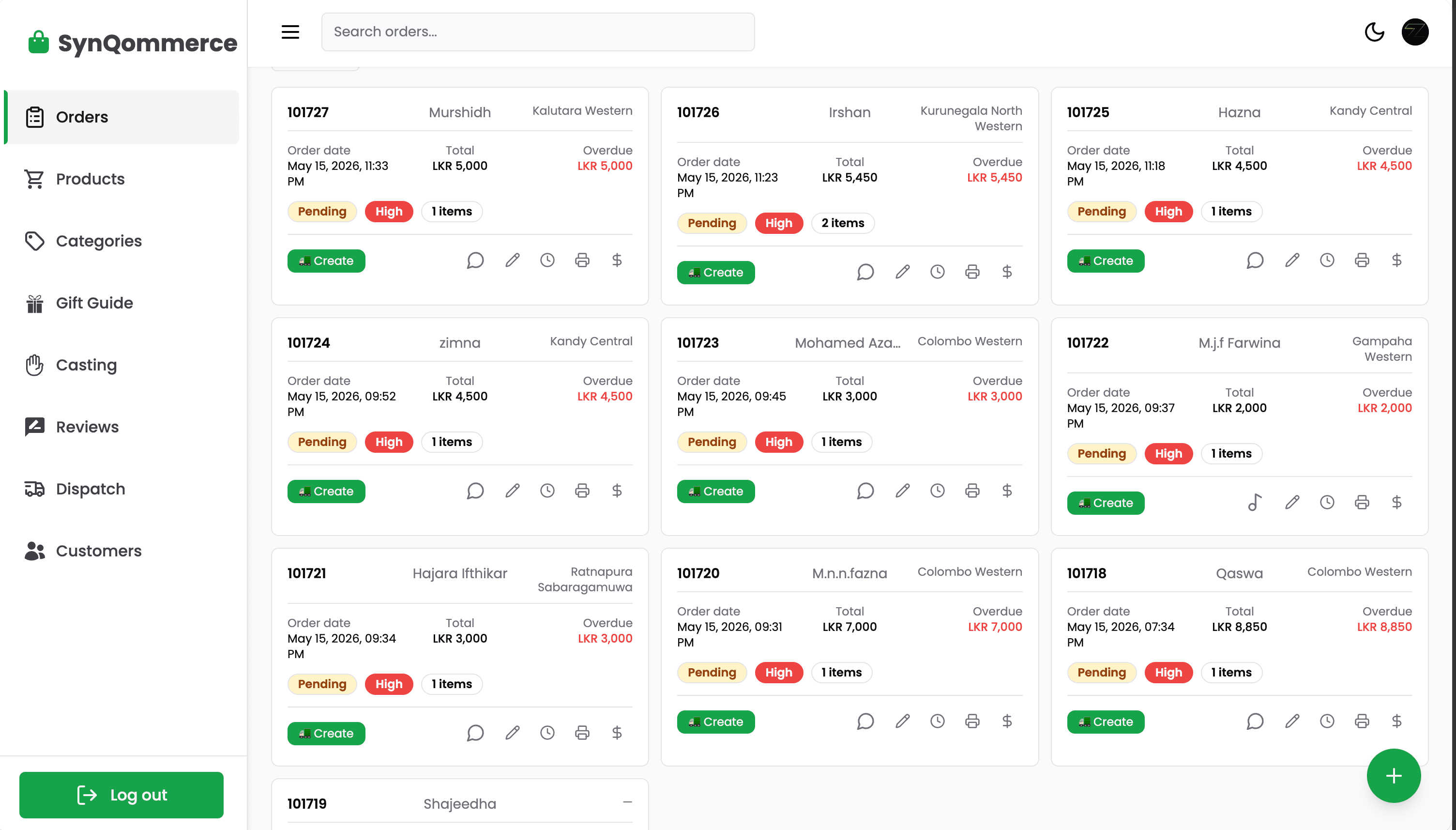 SynqCommerce application screenshot